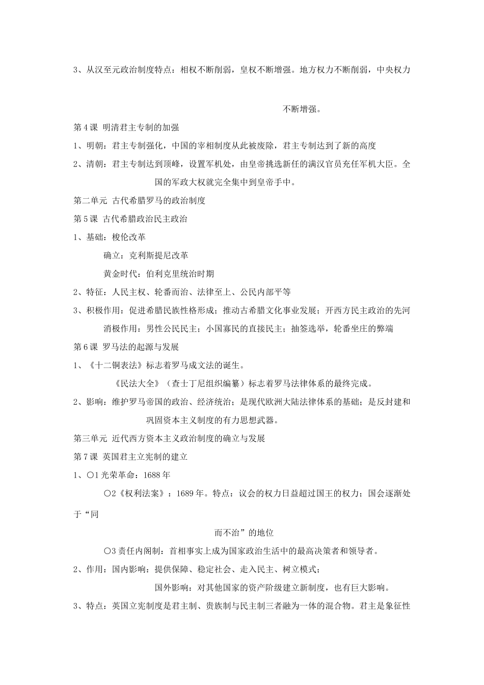 高一历史 综合资料复习提纲 人民版必修1_第3页