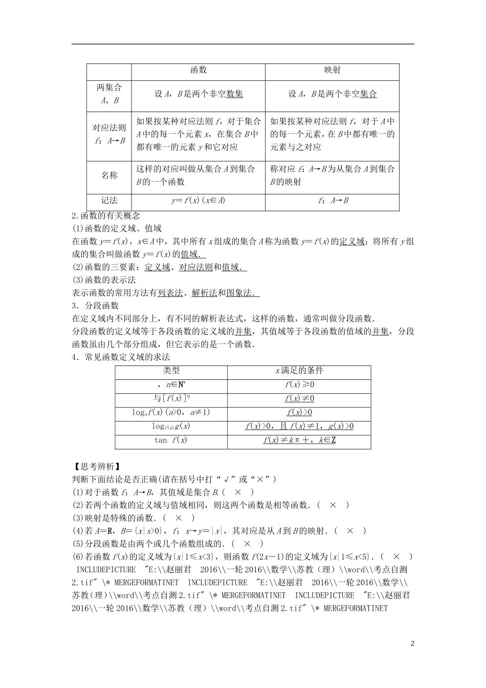 （江苏专用）高考数学一轮复习 第二章 函数概念与基本初等函数I 2.1 函数及其表示 理-人教版高三全册数学试题_第2页