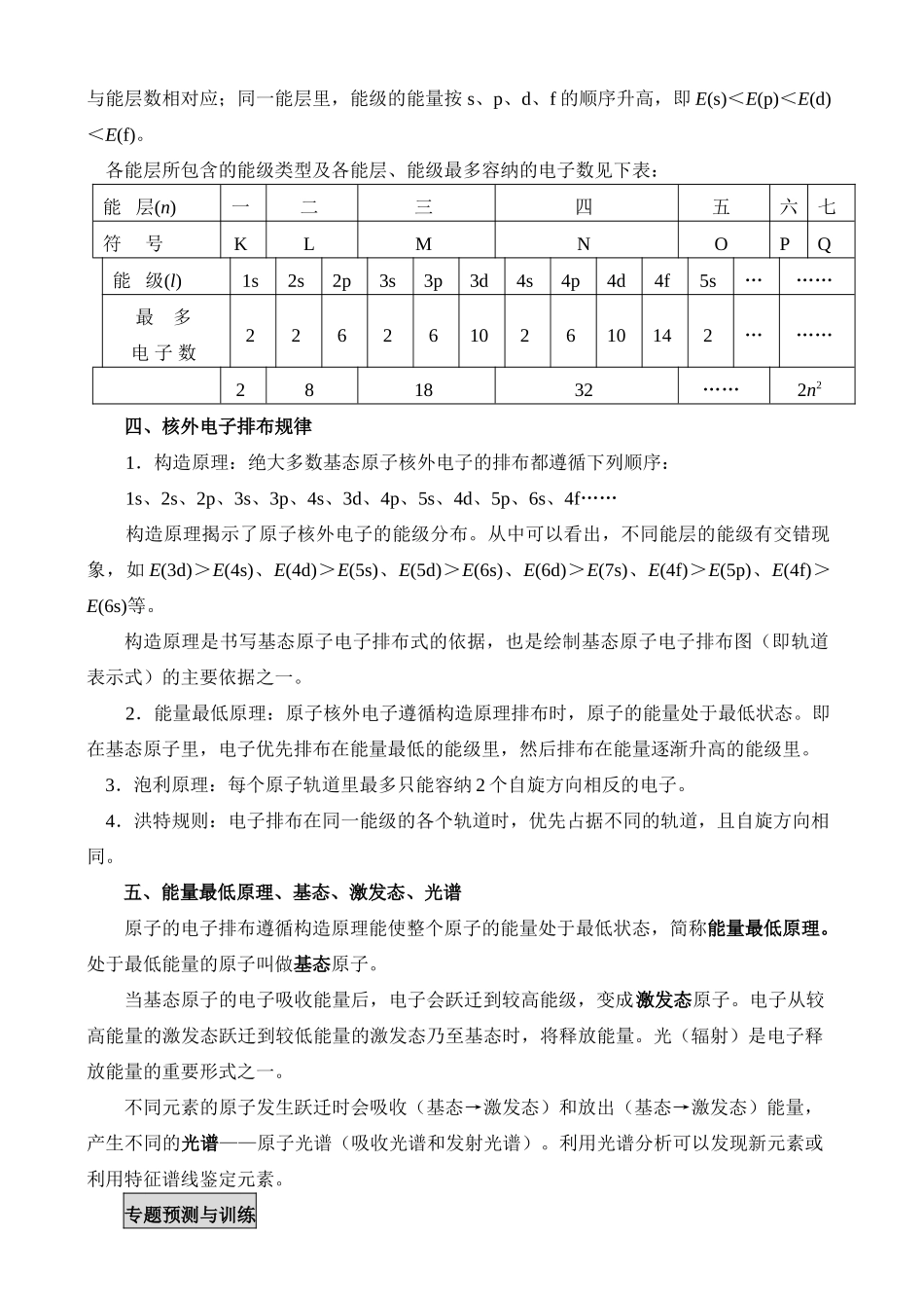 新课标人教版化学专题十一：第一讲 核外电子排步、能级、轨道_第2页