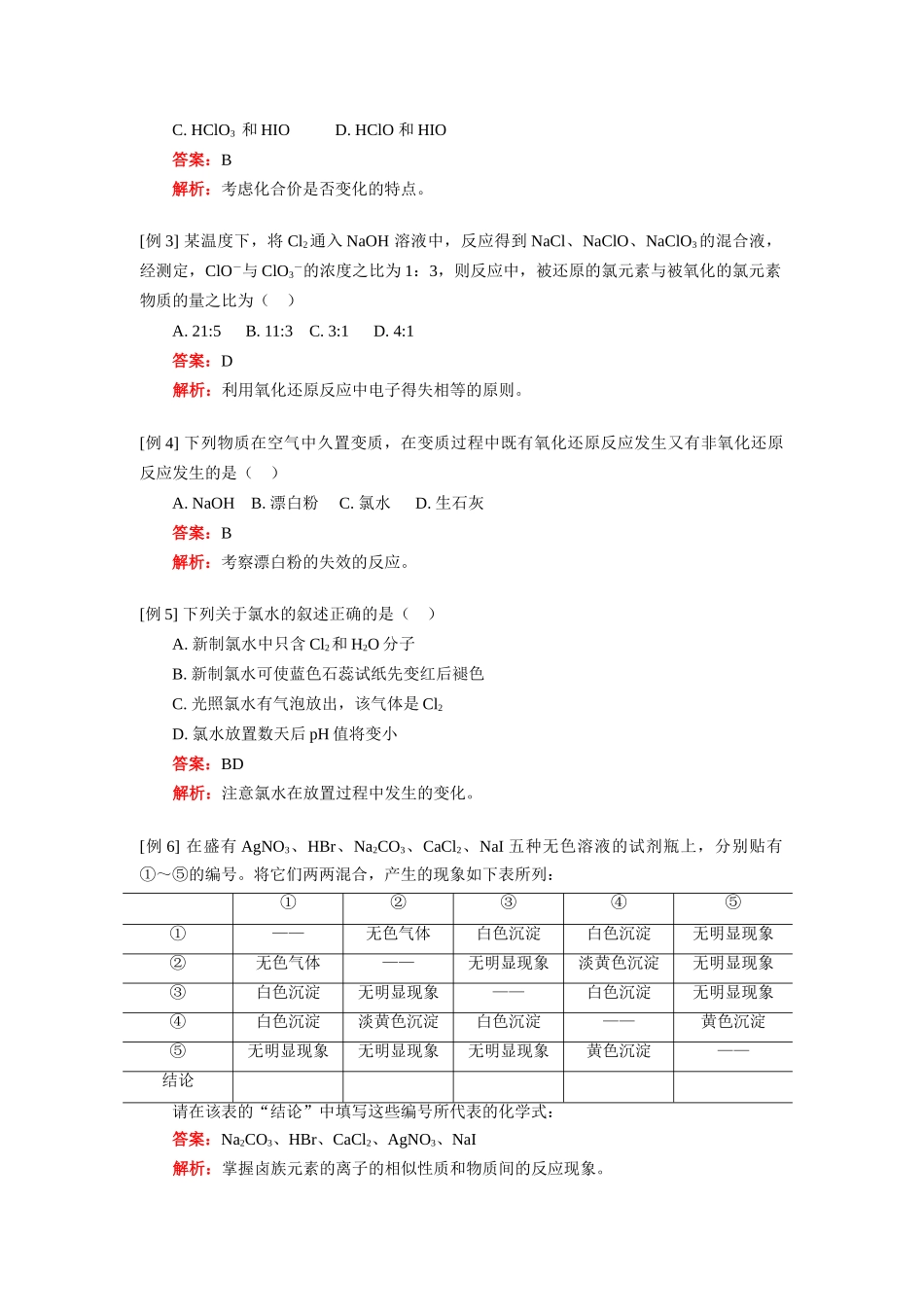 高一化学富集在海水中的元素—氯人教实验版知识精讲_第2页