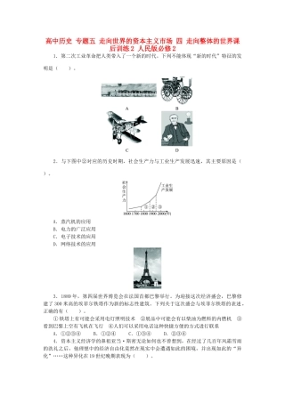 高中历史 专题五 走向世界的资本主义市场 四 走向整体的世界课后训练2 人民版必修2-人民版高一必修2历史试题