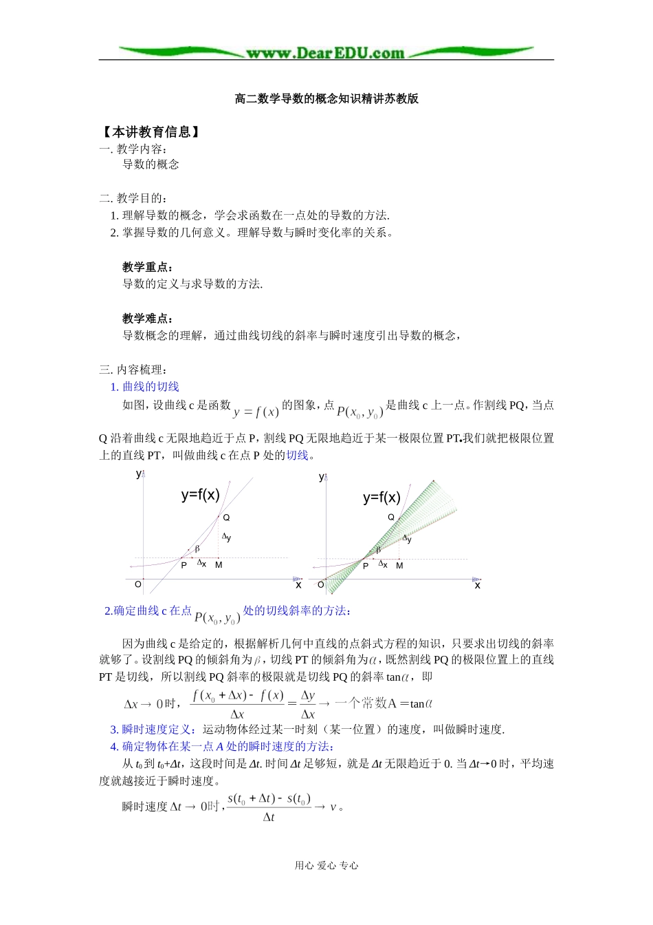 高二数学导数的概念知识精讲苏教版_第1页