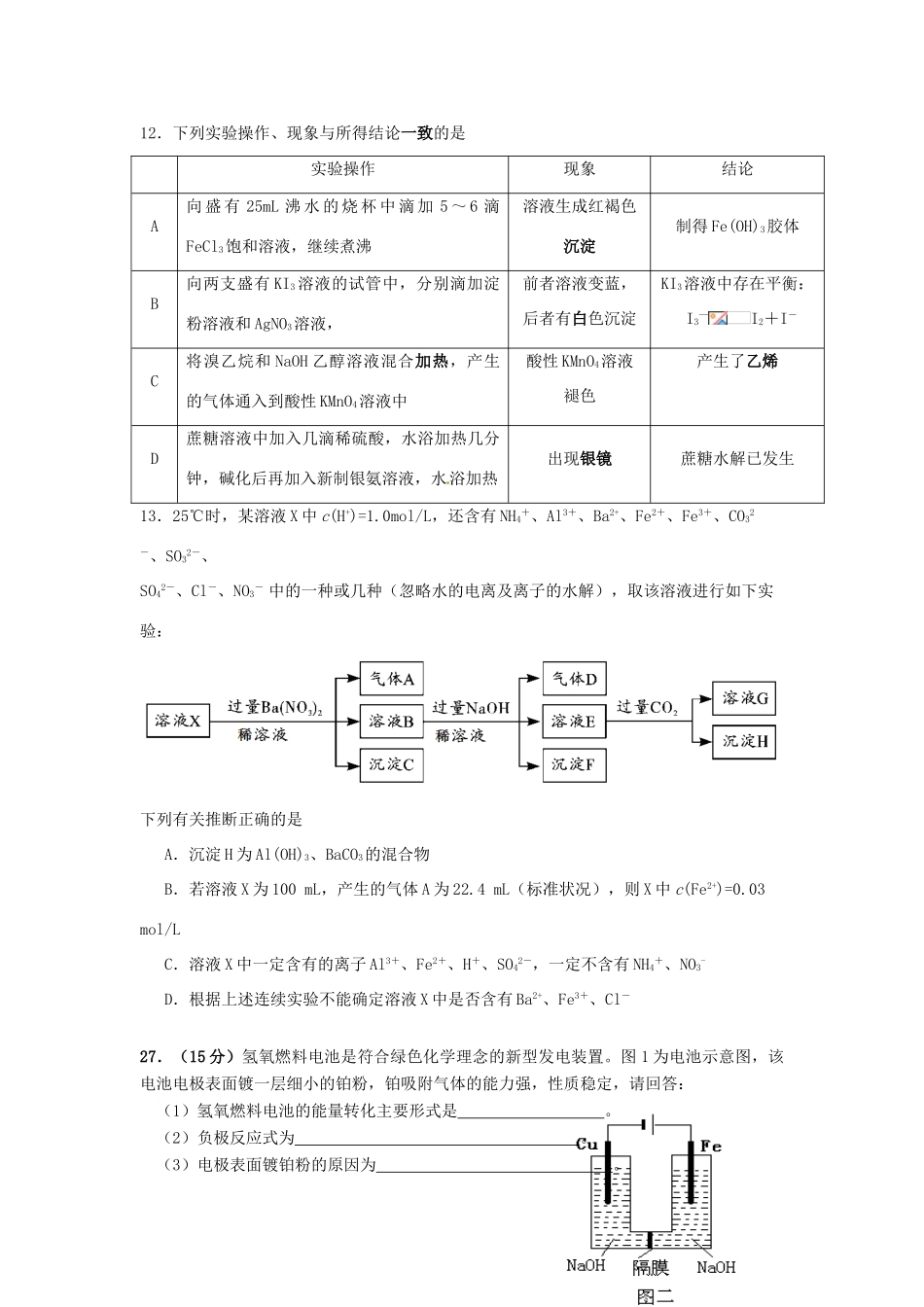 校高三化学上学期第6次周考试题-人教版高三全册化学试题_第2页