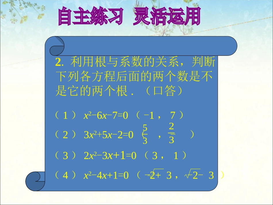 灵活运用-一元二次方程根与系数的关系_第2页