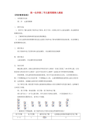高一化学第二节元素周期律人教版知识精讲