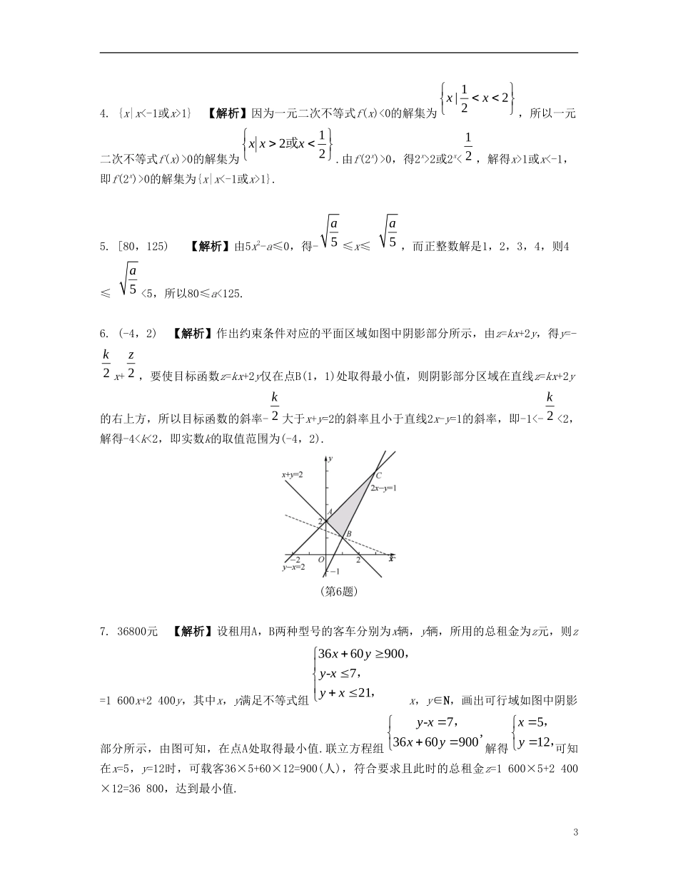 （江苏专用）高考数学大一轮复习 第八章 不等式单元小练 文-人教版高三全册数学试题_第3页