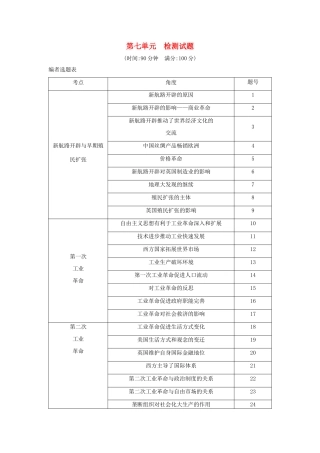 （山东专用）版高考历史一轮总复习 第七单元 资本主义世界市场的形成和发展检测试题（含解析）新人教版-新人教版高三全册历史试题