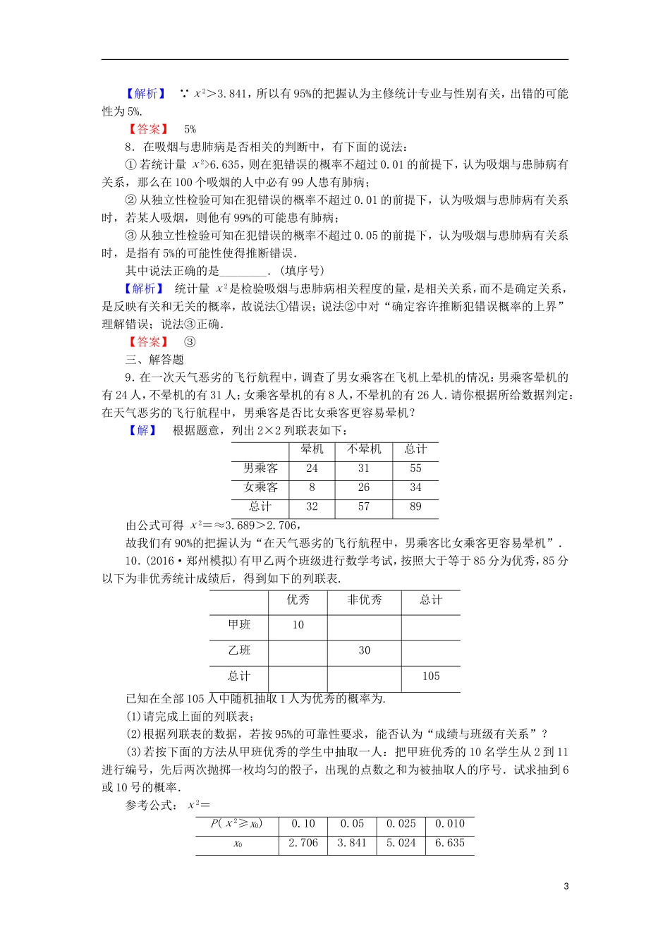 高中数学 第3章 统计案例 3.2 独立性检验学业分层测评 北师大版选修2-3-北师大版高二选修2-3数学试题_第3页