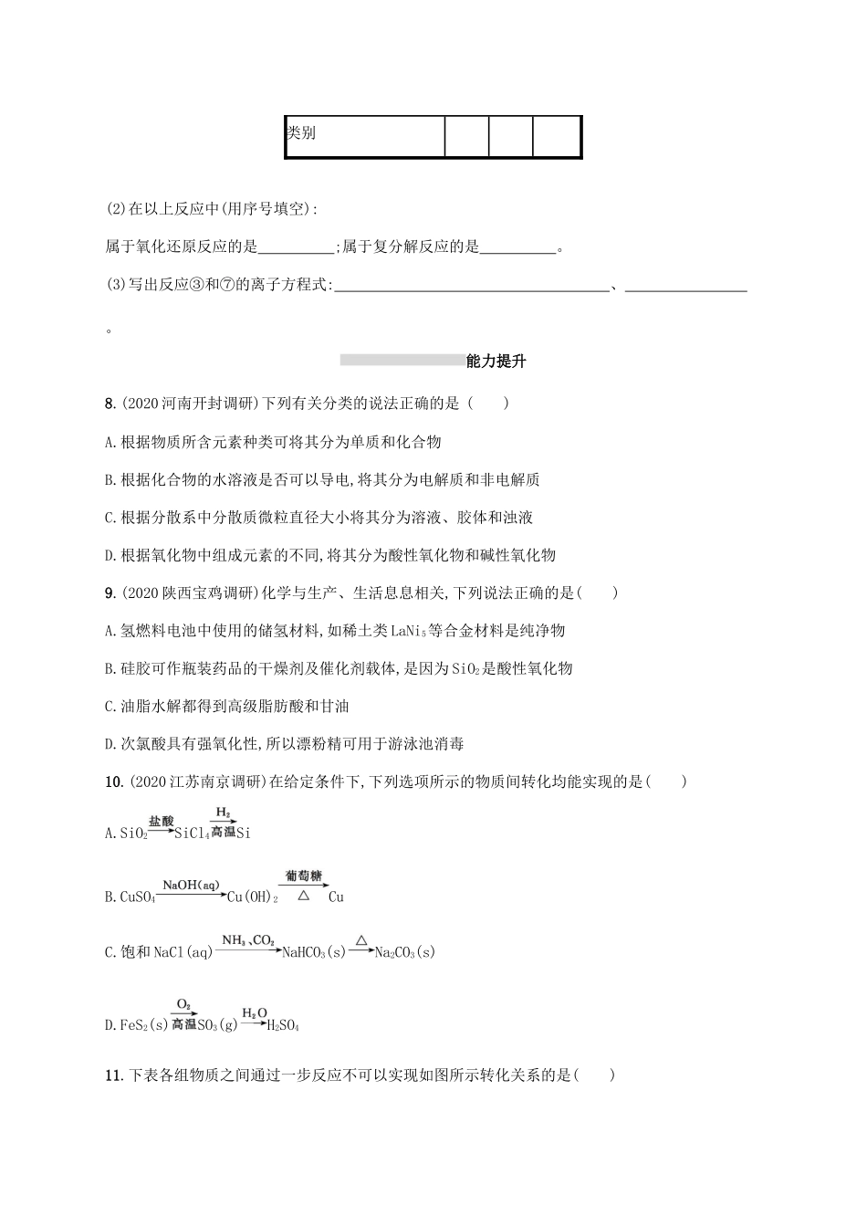 广东省版高考化学一轮复习 课时规范练3 物质的分类（含解析）新人教版-新人教版高三全册化学试题_第3页