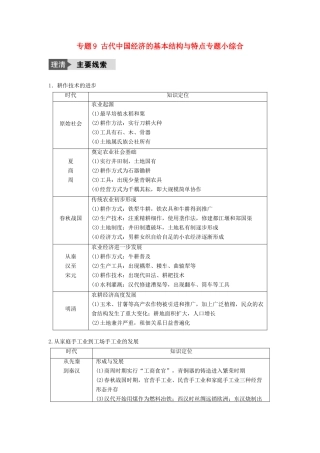 （浙江选考）高考历史总复习 专题9 古代中国经济的基本结构与特点专题小综合-人教版高三全册历史试题