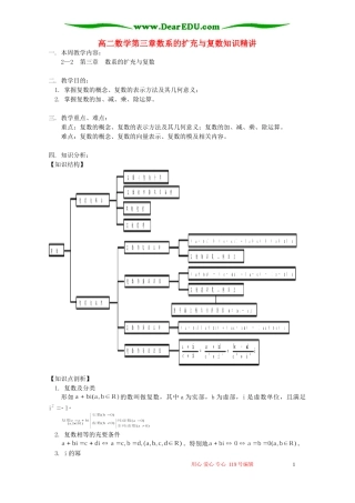 高二数学第三章数系的扩充与复数知识精讲 人教实验版(B)