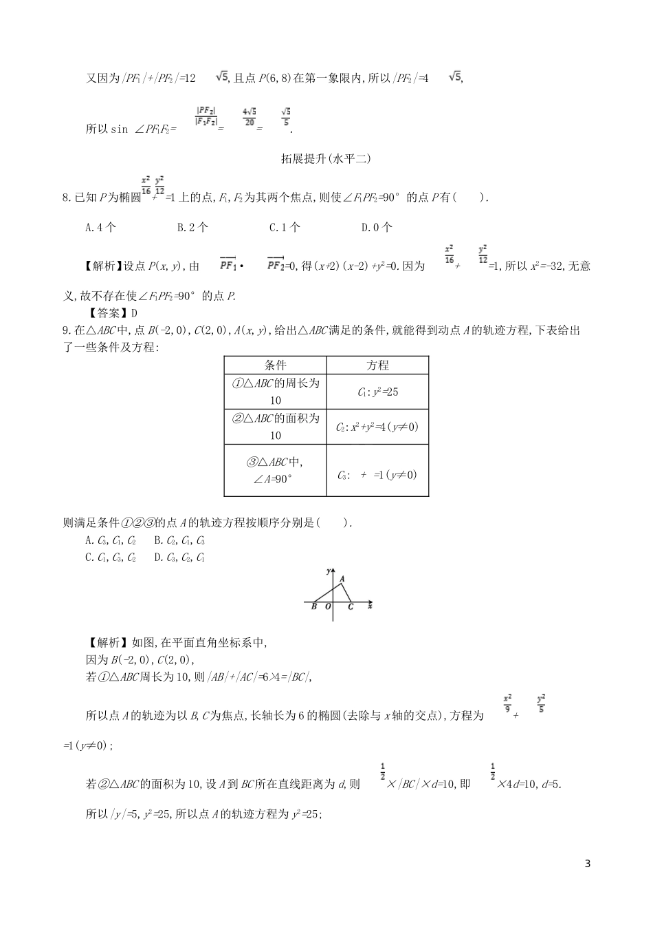 高中数学 第二章 圆锥曲线及方程 第1课时 椭圆及其标准方程同步测试 新人教A版选修1-1-新人教A版高二选修1-1数学试题_第3页