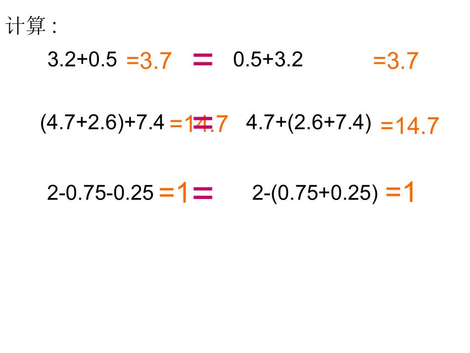 小学数学2011版本小学四年级整数加法运算定律推广到小数PPT_第2页