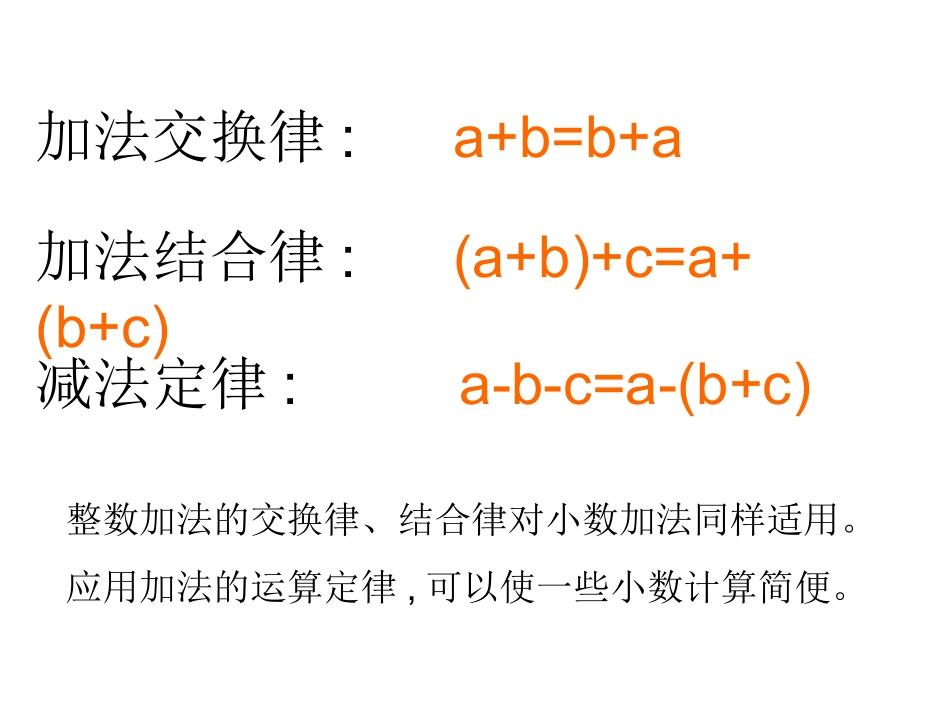 小学数学2011版本小学四年级整数加法运算定律推广到小数PPT_第3页