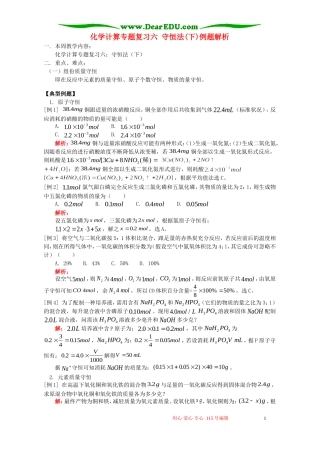 化学计算专题复习六 守恒法(下)例题解析 人教版