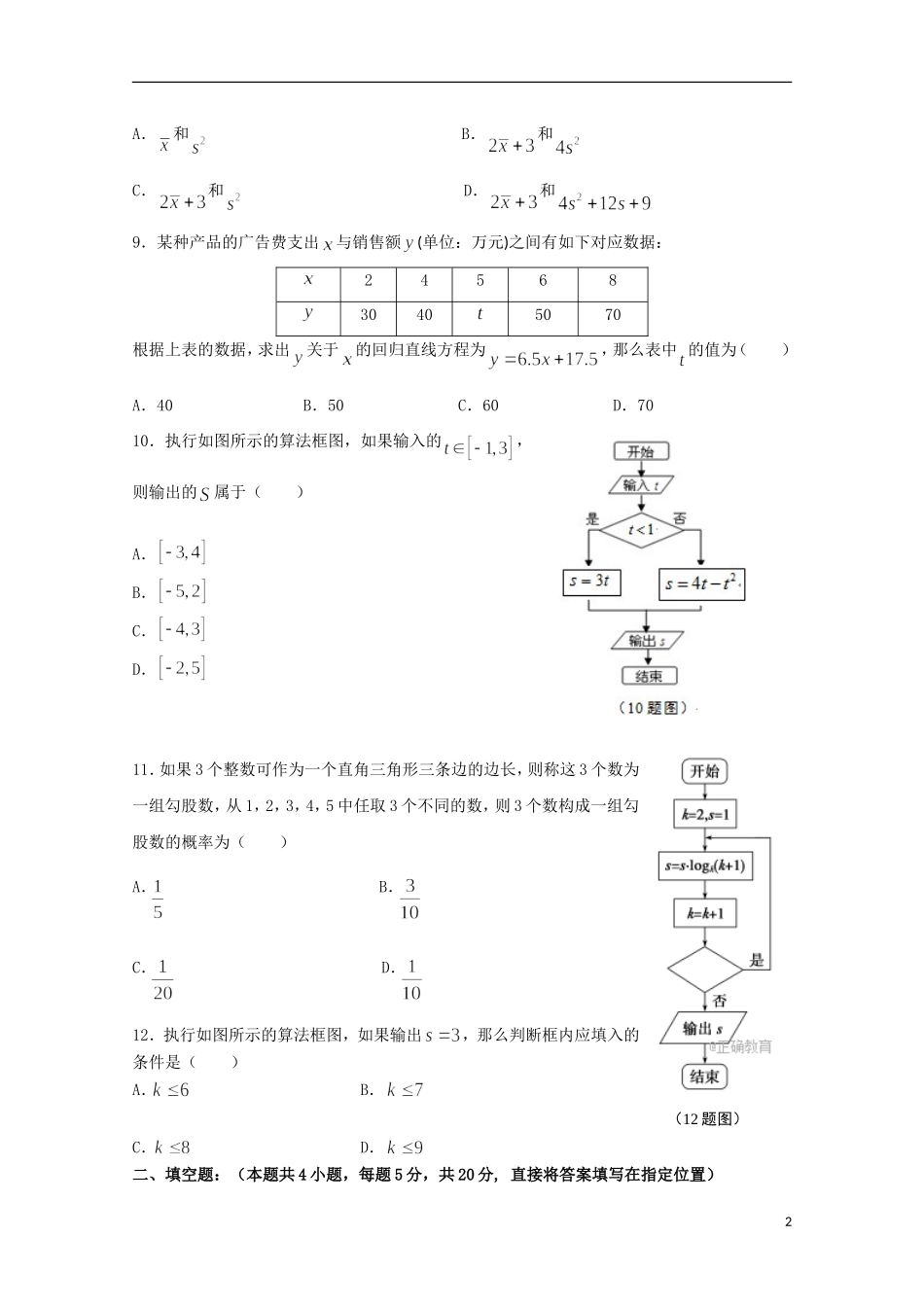 陕西省西安市高二数学上学期期中试题 文（平行班）-人教版高二全册数学试题_第2页