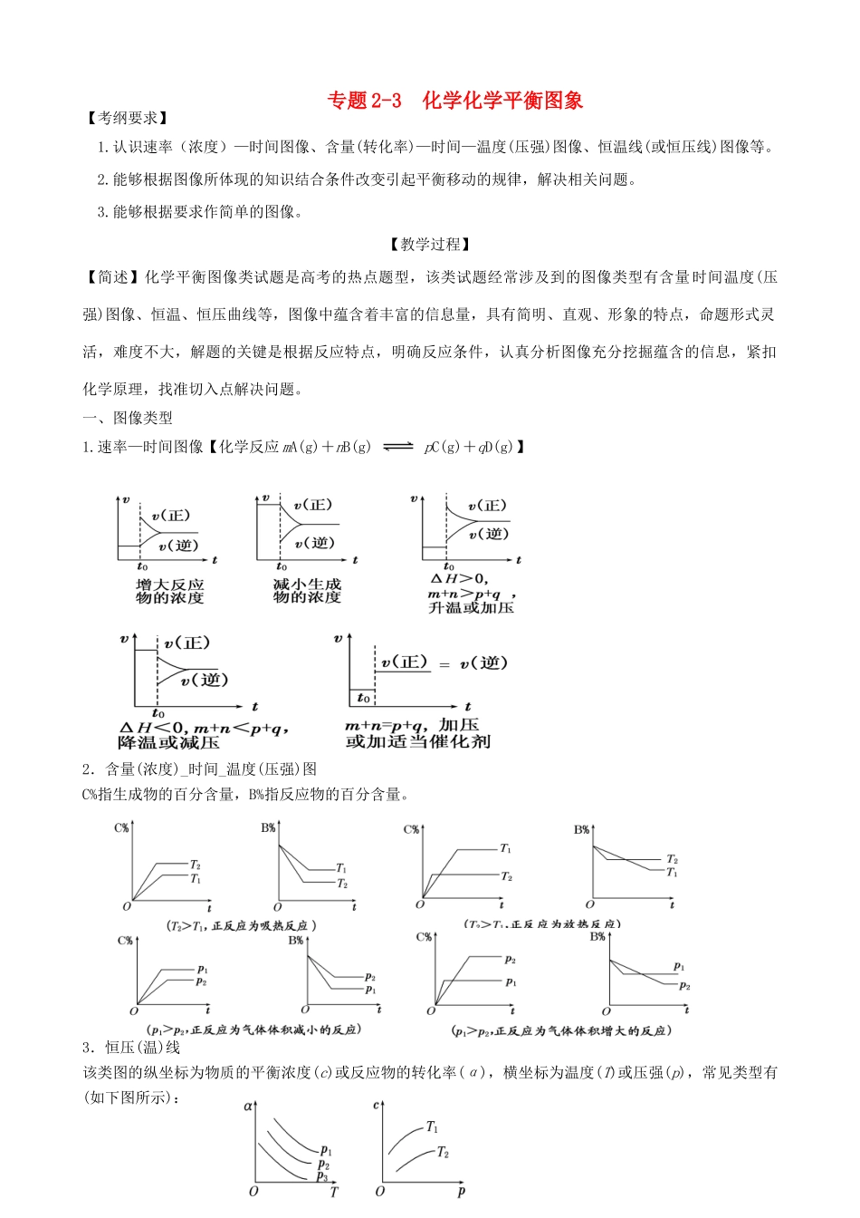 广东省雷州市高三化学一轮复习 反应速率与化学平衡 突破化学平衡图像题的-人教版高三全册化学试题_第1页