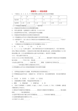 江苏省启东市高考化学专项复习 分子的性质 溶解性——相似相溶（1）练习 苏教版-苏教版高三全册化学试题