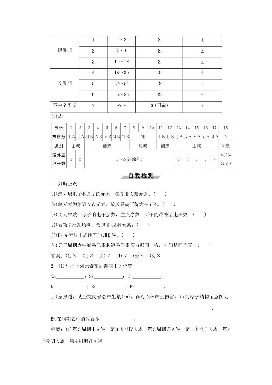高中化学 第1章 原子结构与元素周期律 第2节 元素周期律和元素周期表 第2课时 元素周期表练习（含解析）鲁科版必修2-鲁科版高一必修2化学试题_第2页