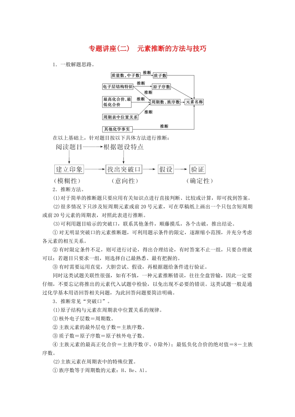 高中化学 第一章 物质结构元素周期律 专题讲座（二）增分练（含解析）新人教必修2-人教版高一必修2化学试题_第1页