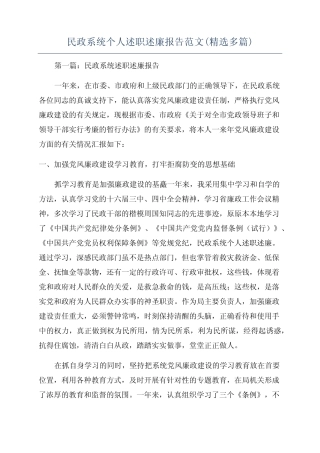 民政系统个人述职述廉报告范文(精选多篇)