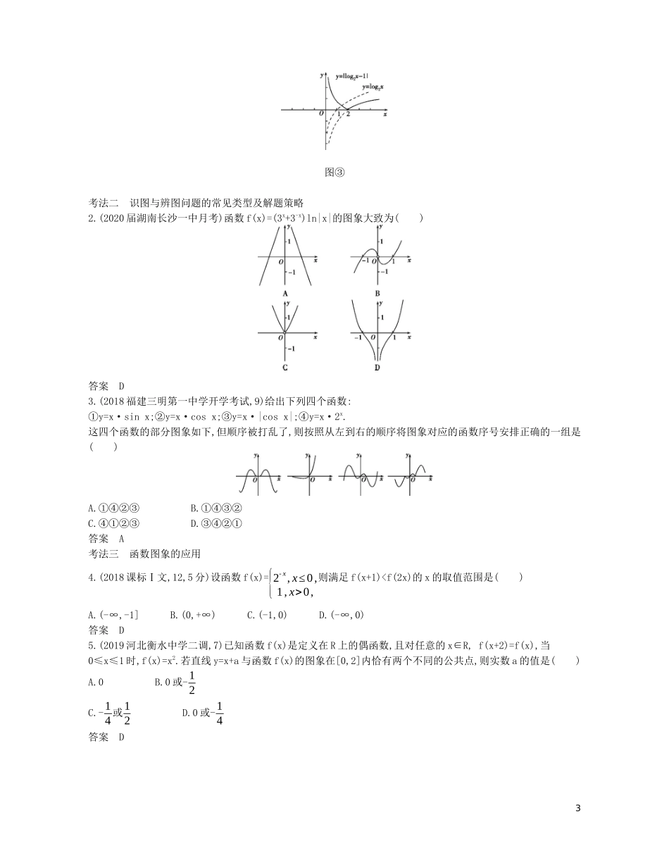 （浙江专用）高考数学一轮复习 专题三 函数的概念、性质与基本初等函数 3.6 函数的图象试题（含解析）-人教版高三全册数学试题_第3页