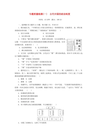 高中历史 专题1 古代中国的政治制度专题质量检测 人民版必修1-人民版高一必修1历史试题
