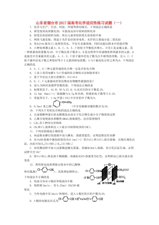 山东省烟台市高考化学适应性练习试题（一）-人教版高三全册化学试题