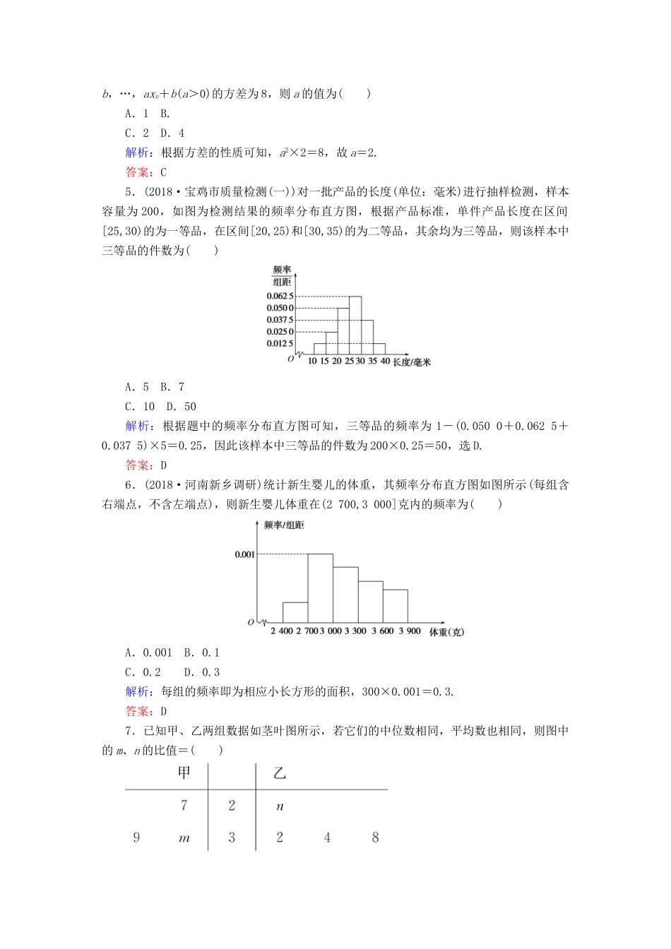 高考数学总复习 第十章 算法初步、统计、统计案例 57 用样本估计总体课时作业 文-人教版高三全册数学试题_第2页