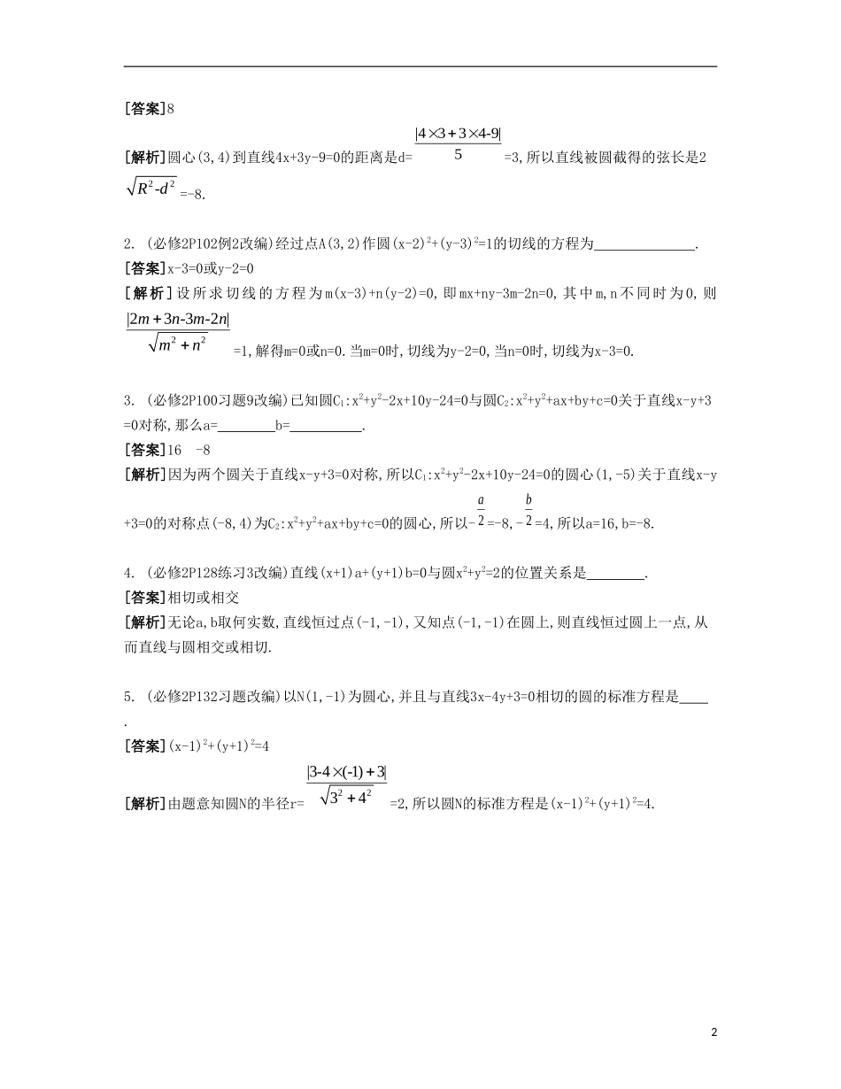 （江苏专用）高考数学大一轮复习 第十章 第59课 圆的综合问题自主学习-人教版高三全册数学试题_第2页
