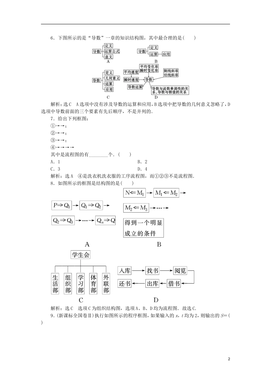 高中数学 第四章 框图阶段质量检测B卷（含解析）新人教A版选修1-2-新人教A版高二选修1-2数学试题_第2页