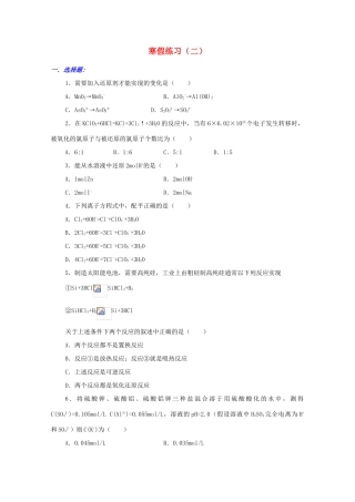 江西乐安一中高一化学 22寒假练习（二）培优试题