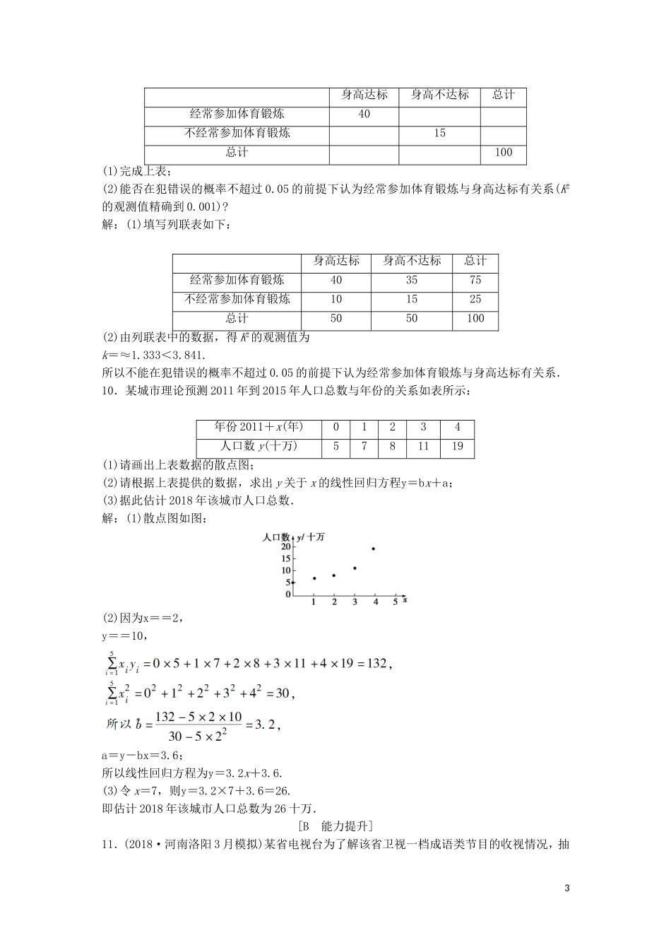 高中数学 第三章 统计案例课后训练 新人教A版选修2-3-新人教A版高二选修2-3数学试题_第3页