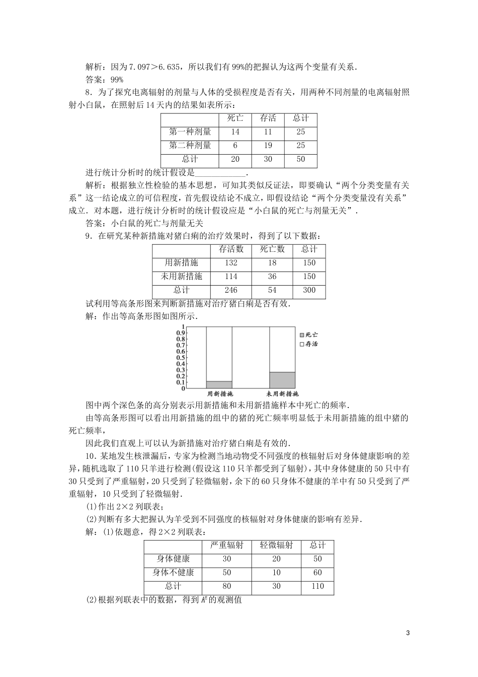 高中数学 第一章 统计案例 1.2 独立性检验的基本思想及其初步应用练习（含解析）新人教A版选修1-2-新人教A版高二选修1-2数学试题_第3页