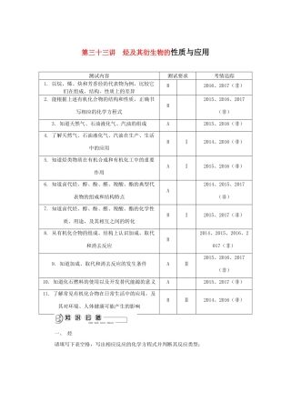 高中化学 第三十三讲 烃及其衍生物的性质与应用学业水平测试 新人教版选修5-新人教版高二选修5化学试题