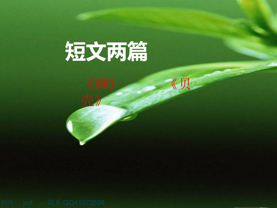 短文两篇《蝉》《贝壳》ppt课件(23页)_第1页