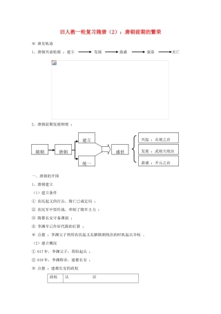 高考历史旧人教一轮复习隋唐（2）：唐朝前期的繁荣