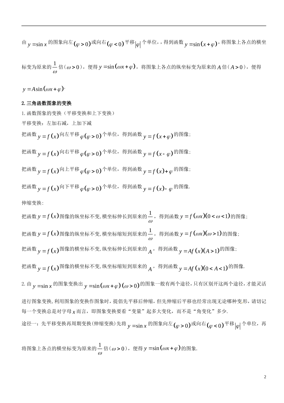 （浙江专版）高考数学一轮复习 专题4.5 函数y＝Asin（ωx＋φ）的图象及三角函数模型的简单应用（讲）-人教版高三全册数学试题_第2页