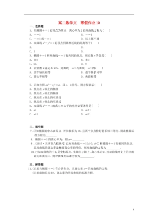 高二数学上学期寒假作业10 文-人教版高二全册数学试题