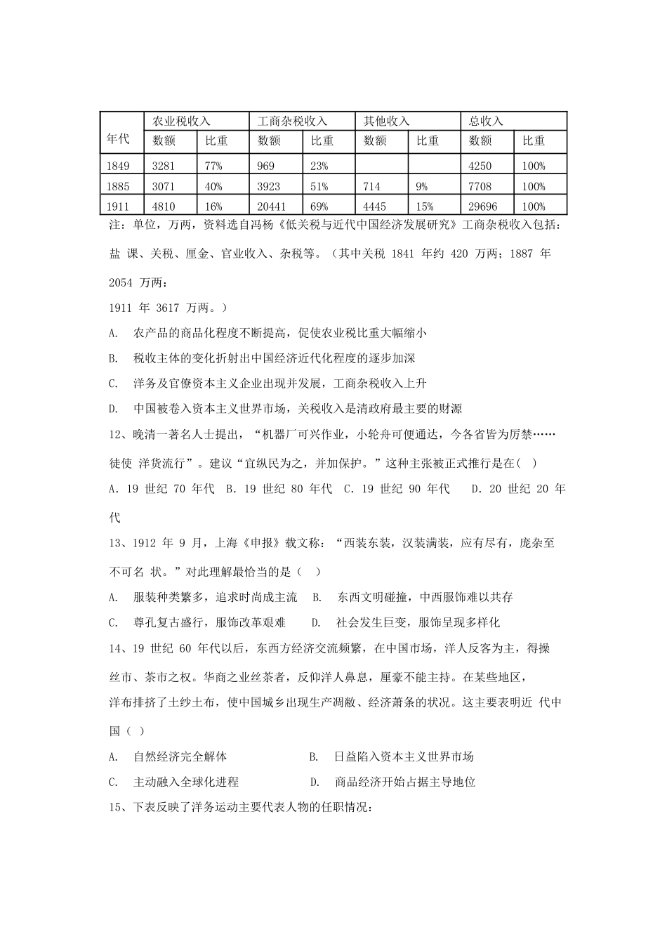 高一历史下学期第二次双周考试题-人教版高一全册历史试题_第3页
