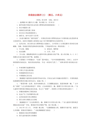 高中历史 阶段综合测评3（第5、6单元）新人教版必修2-新人教版高一必修2历史试题