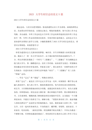 2023大学生村官总结范文5篇 