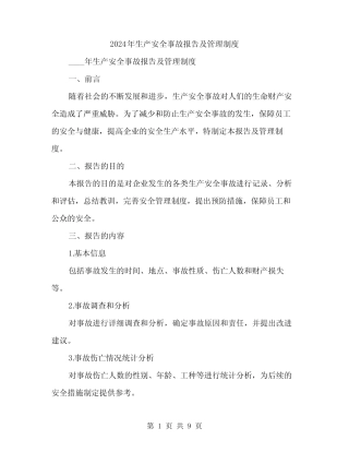 2024年生产安全事故报告及管理制度(三) 