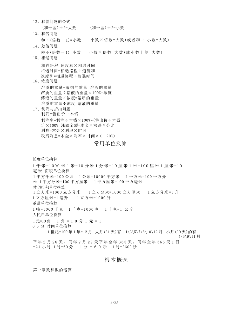 小升初中数重点知识点归纳打印版_第2页