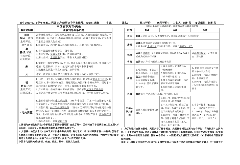 古代史2013-2014学年度古代史九历史导学案古代史_第2页