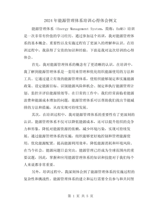 2024年能源管理体系培训心得体会例文(2) 