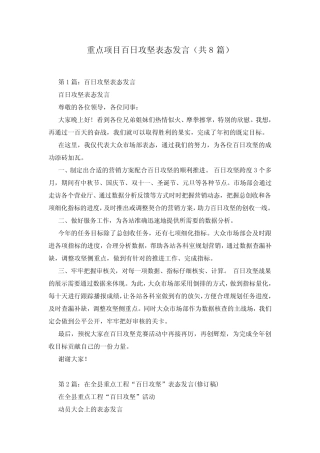 重点项目百日攻坚表态发言(共8篇) 