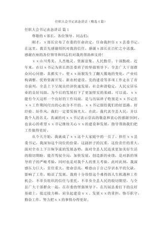 任职大会书记表态讲话(精选4篇)