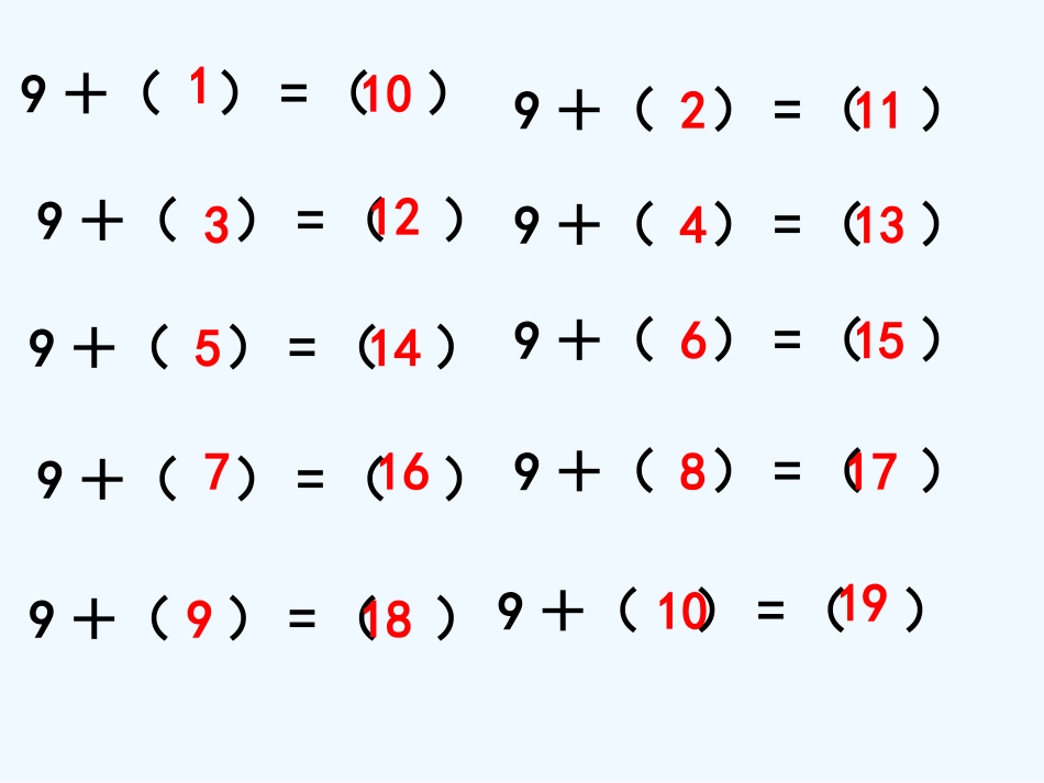 小学数学人教2011课标版一年级十几减9课件-(11)_第1页