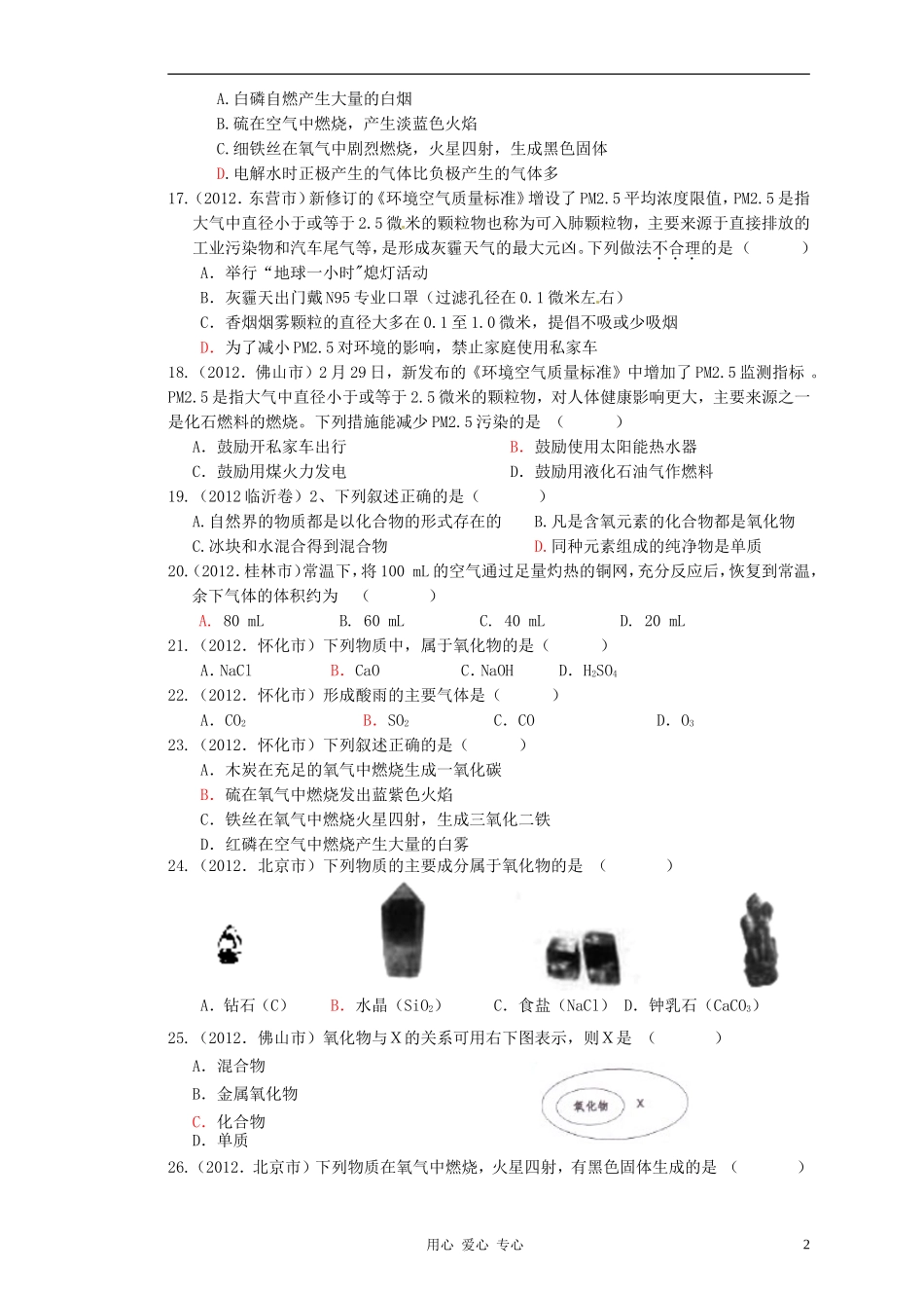 2012年中考化学试题汇编-我们周围的空气_第2页